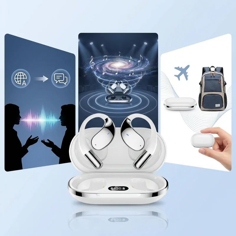 Compact and portable translator earbuds case